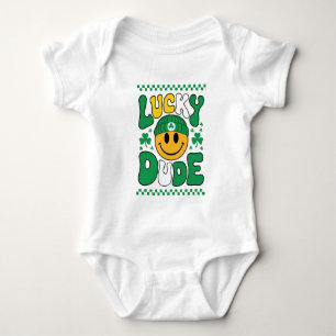 Lucky Typ Smile Face St. Patrick's Day Baby Strampler