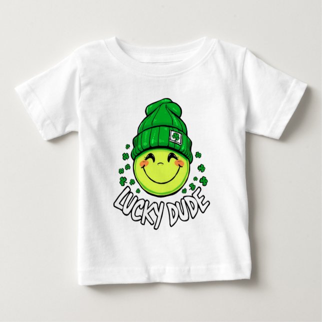 Lucky Typ Smile Face St. Patrick's Day Baby T-shirt (Vorderseite)