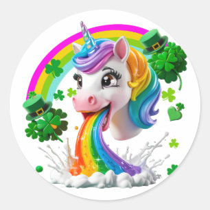 Lucky Unicorn Kleeblatt St Patricks Day Lepricorn Runder Aufkleber