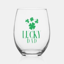 Lucky Vater Stemless Wine Glass - Vatertag Geschen
