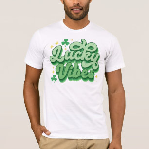 Lucky Vibes Clover Green Festive Graphic T-Shirt