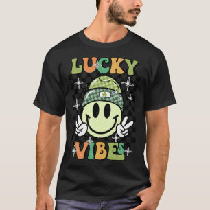 Lucky Vibes Retro St Patricks Day Smile Iri T-Shirt