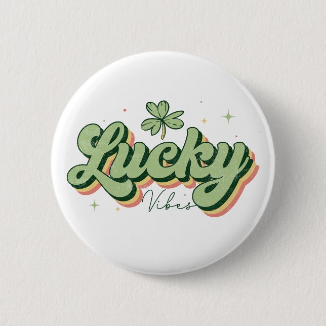 Lucky Vibes St. Patrick's Day Button (Vorderseite)