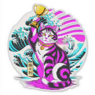 Lucky Victory Cat  - Japanese Good Luck Charm Aufkleber