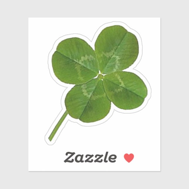Lucky, vierblättriger Kleeblatt Aufkleber (Blatt)