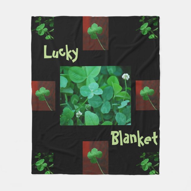 Lucky Vierblättriges Kleeblatt Blanket Fleecedecke (Vorderseite)