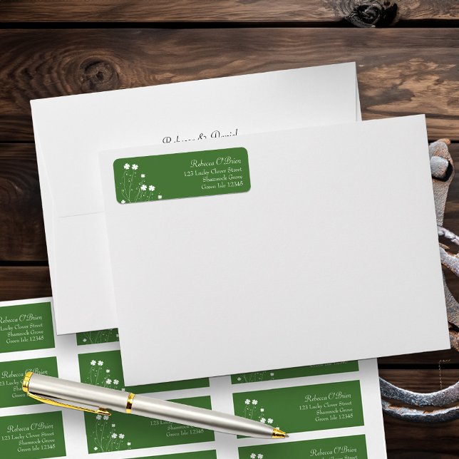 Lucky Vierblättriges Kleeblatt Brautparty-Adresse (Lucky four leaf shamrock return address labels)
