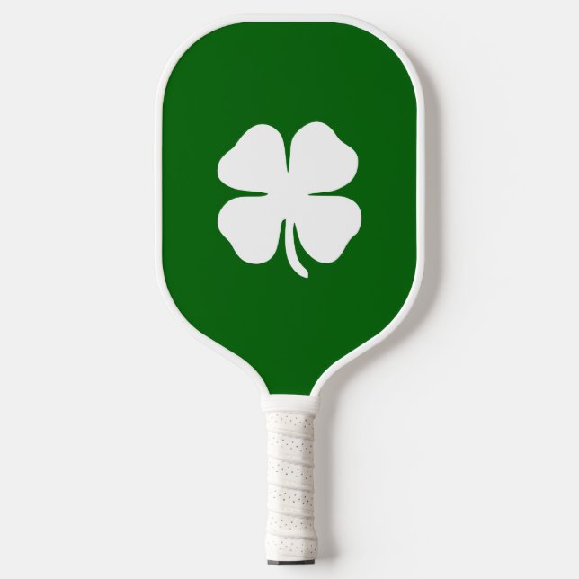 Lucky Vierblättriges Kleeblatt Green Stripe Irish Pickleball Schläger (Vorderseite)
