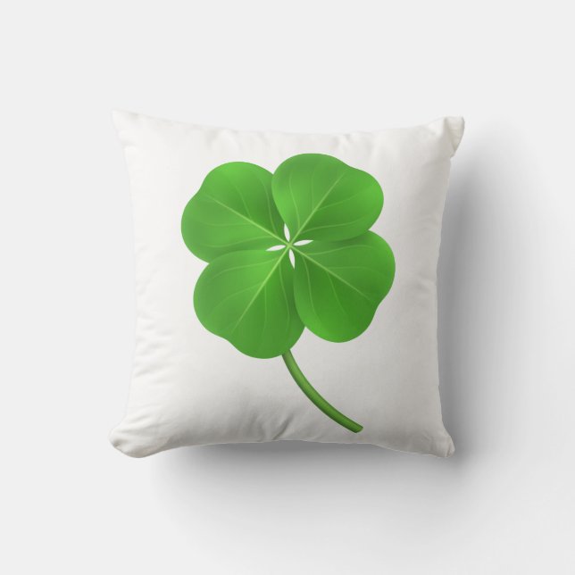 Lucky vierblättriges Kleeblatt Kissen (Vorderseite)