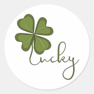 Lucky Vierblättriges Kleeblatt Runder Aufkleber