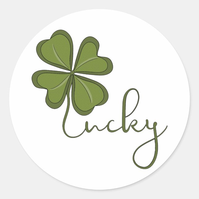 Lucky Vierblättriges Kleeblatt Runder Aufkleber (Vorderseite)
