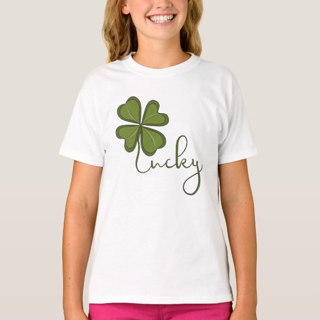 Lucky Vierblättriges Kleeblatt T-Shirt (Vorderseite)