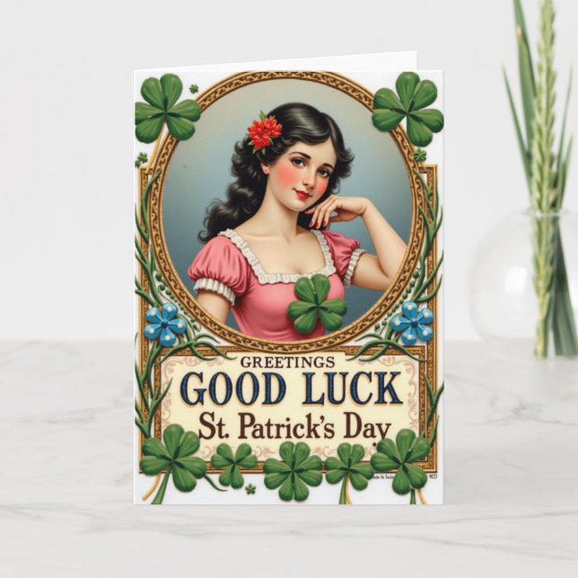 Lucky Vintage Greetings Day Card Karte (Vorderseite)