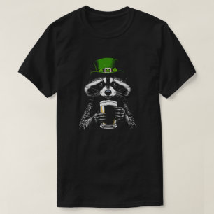 Lucky Waschbär-Bier-Design T-Shirt