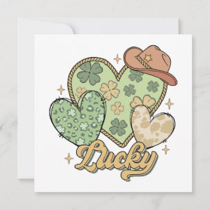Lucky Western St Patricks Day Heart Kleeblatt Iris Einladung