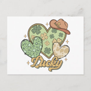 Lucky Western St Patricks Day Heart Kleeblatt Iris Feiertagspostkarte