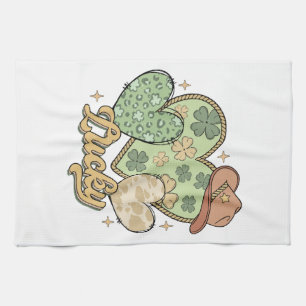Lucky Western St Patricks Day Heart Kleeblatt Iris Geschirrtuch