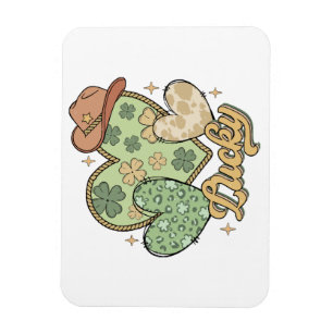 Lucky Western St Patricks Day Heart Kleeblatt Iris Magnet