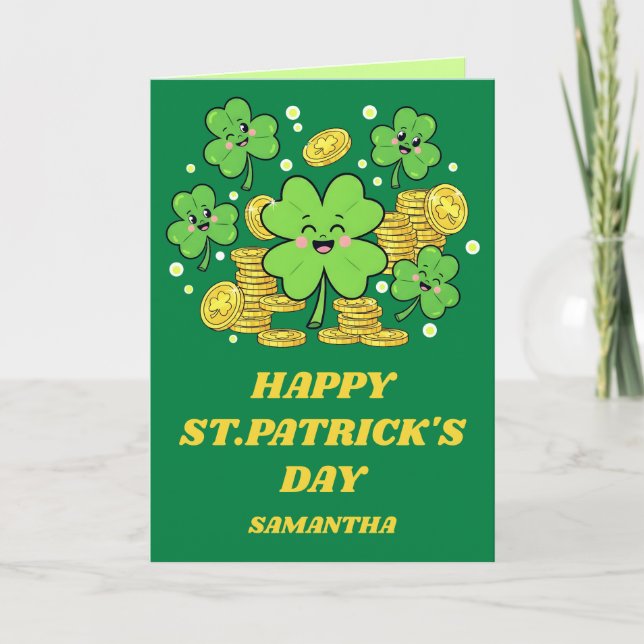 Lucky Wishes St. Patrick’s Day Karte (Vorderseite)