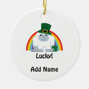 Lucky Yeti Leprechaun Keramikornament