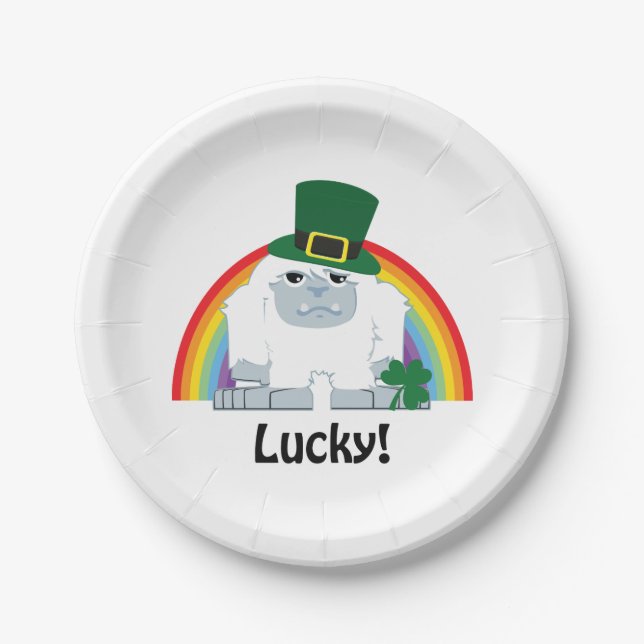 Lucky Yeti Leprechaun Pappteller (Vorderseite)