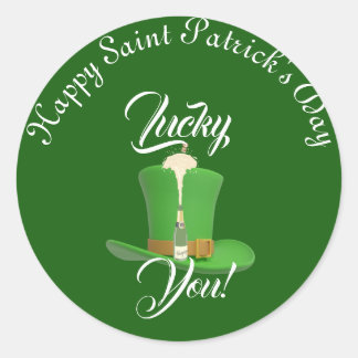 Lucky You Champagne Happy St. Patricks Day Runder Aufkleber