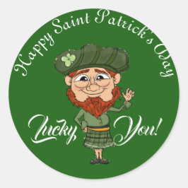 Lucky You Leprechaun Elf Happy St. Patricks Day Runder Aufkleber