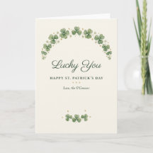 Lucky You Watercolor Shamrock St. Patrick's Karte