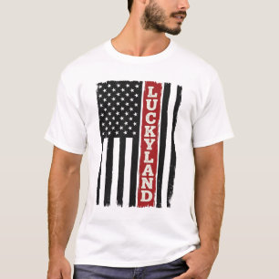 Luckyland Vertikale Patriotic Flagge Vintage T-Shirt