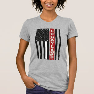 Luckyland Vertikale Patriotic Flagge Vintage T-Shirt