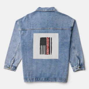 Luckyland Vertikale Patriotische Flagge Vintage Jeansjacke