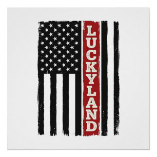 Luckyland Vertikale Patriotische Flagge Vintage Poster