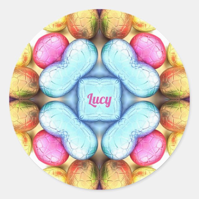LUCY EASTER ~ WOW! Hübsche Eier zu Ostern Runder Aufkleber (Vorderseite)
