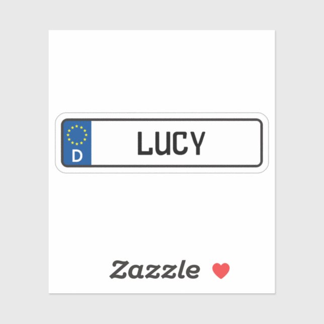 Lucy German Car License Plate Aufkleber (Blatt)
