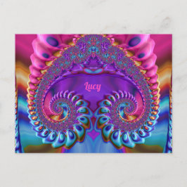 LUCY ~ Glossy Postcard 3D Pink Lila Zany Postkarte