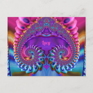 LUCY ~ Glossy Postcard 3D Pink Lila Zany Postkarte