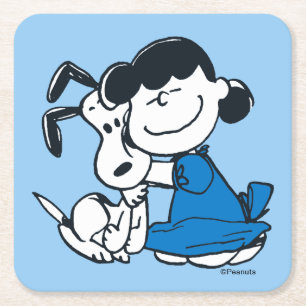 Lucy Hugging Snoopy Rechteckiger Pappuntersetzer