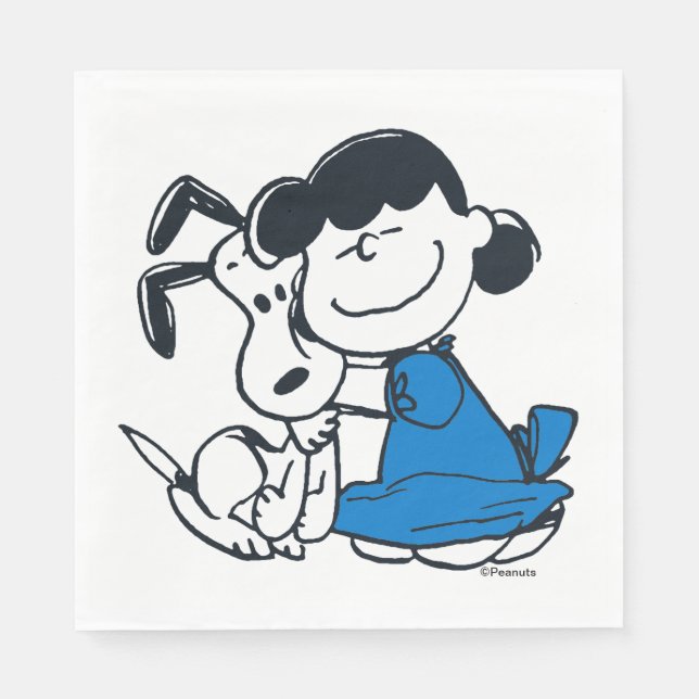 Lucy Hugging Snoopy Serviette (Vorderseite)