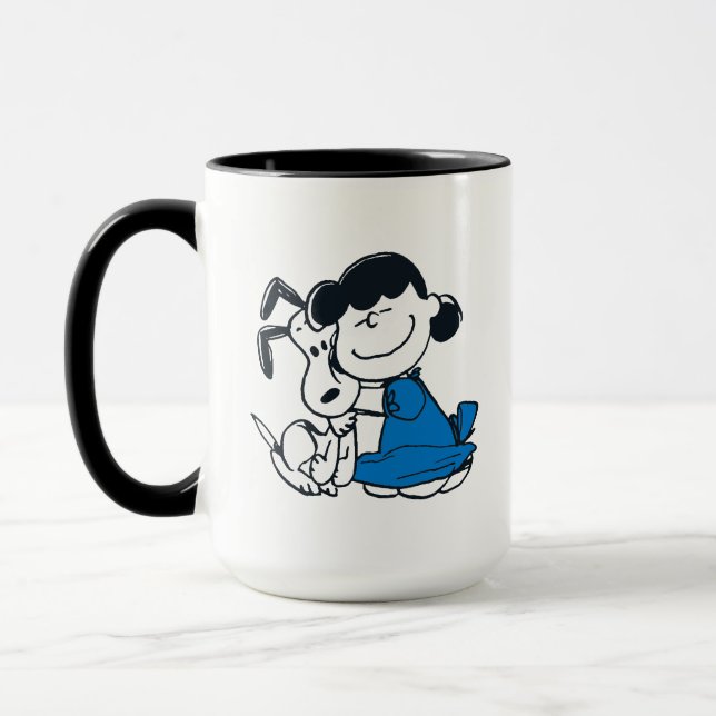 Lucy Hugging Snoopy Tasse (Links)