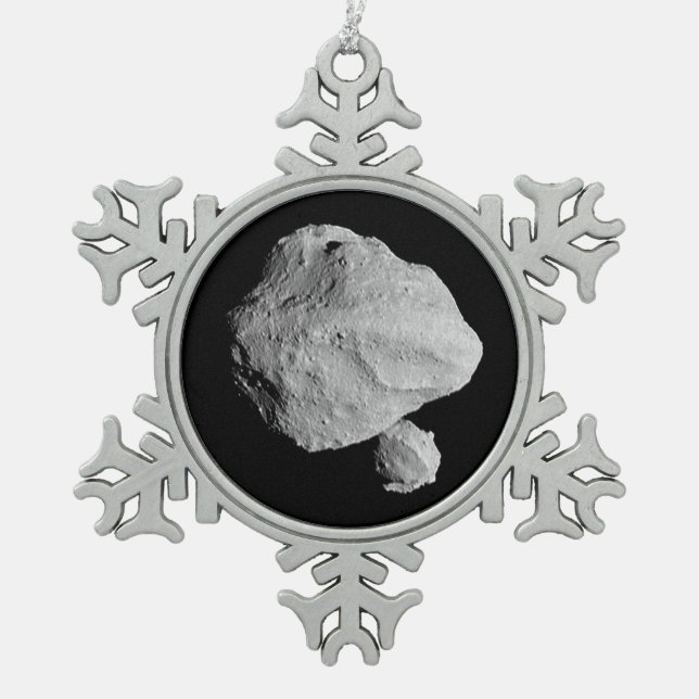 Lucy Mission Dinkinesh Binary Asteroid Schneeflocken Zinn-Ornament (Vorderseite)