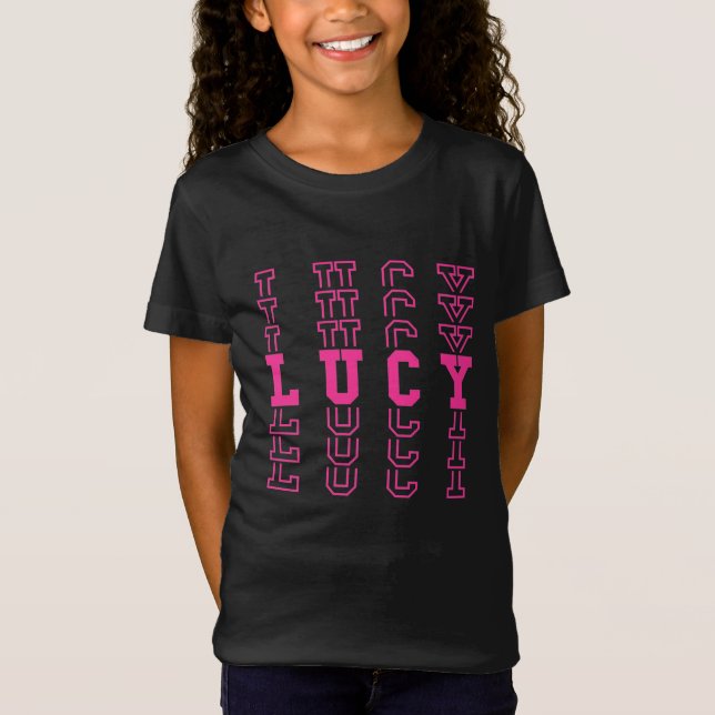 Lucy Pink Wiederholung Personalisierter Name T-Shirt (Vorderseite)