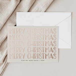 LUCY Rose Gold Foil Fun Family Frohe Weihnachten Folien Feiertagskarte