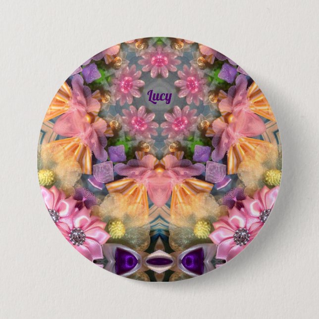 LUCY ~ Shades Gelb, Lila, Rosa, Blau ~ Button (Vorderseite)