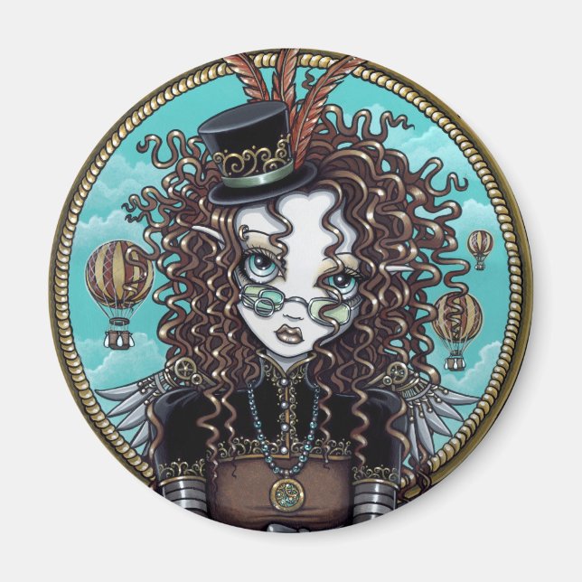 "Lucy" Steam Punk Air Ballon Fairy Art Magnet (Vorne)