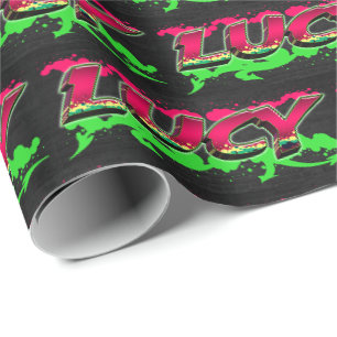 Lucy Vorname Name Graffiti red green Geschenkpapier