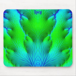 LUCY ~ Zany Hot Shades Green and Blue Fraktal Mousepad