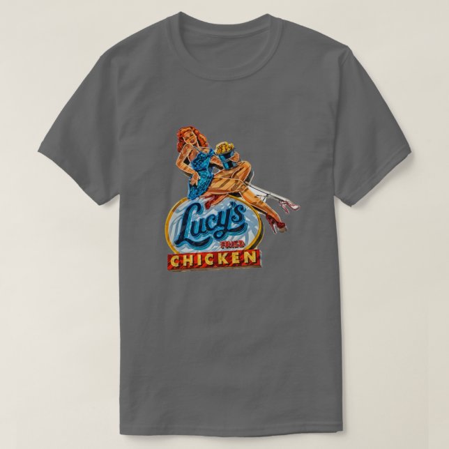 Lucyx27s Fried Chicken Neon-Zeichen T-Shirt (Design vorne)