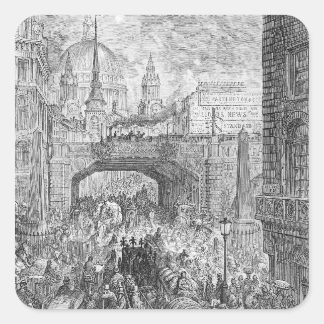 Ludgate Hill Quadratischer Aufkleber (Vorderseite)