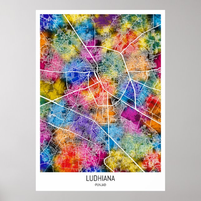 Ludhiana India City Map Poster (Vorne)
