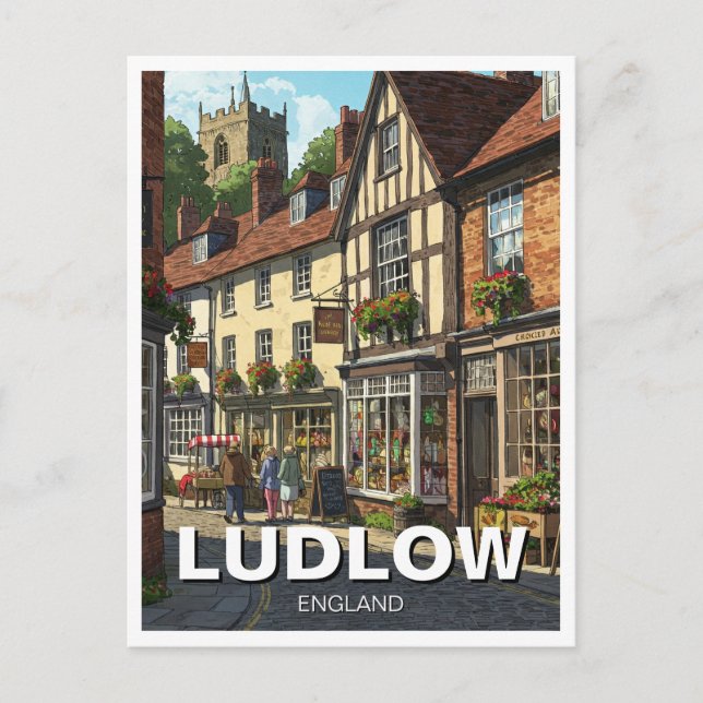 Ludlow England Travel Postkarte (Vorderseite)
